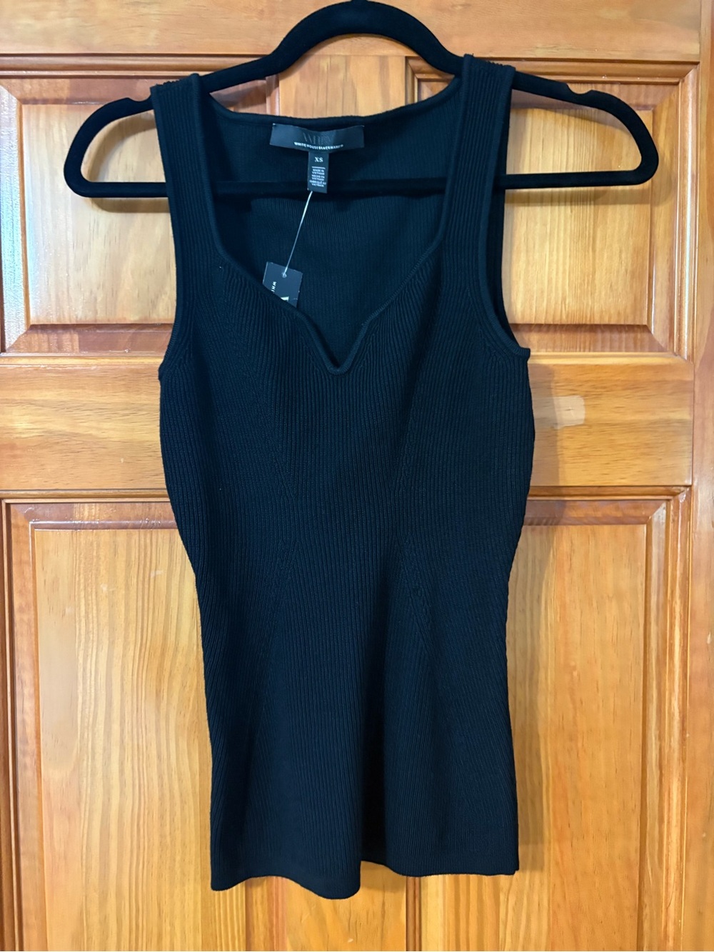 White House Black Market Black Ribbed Sweetheart Tank Top Size XS NWT